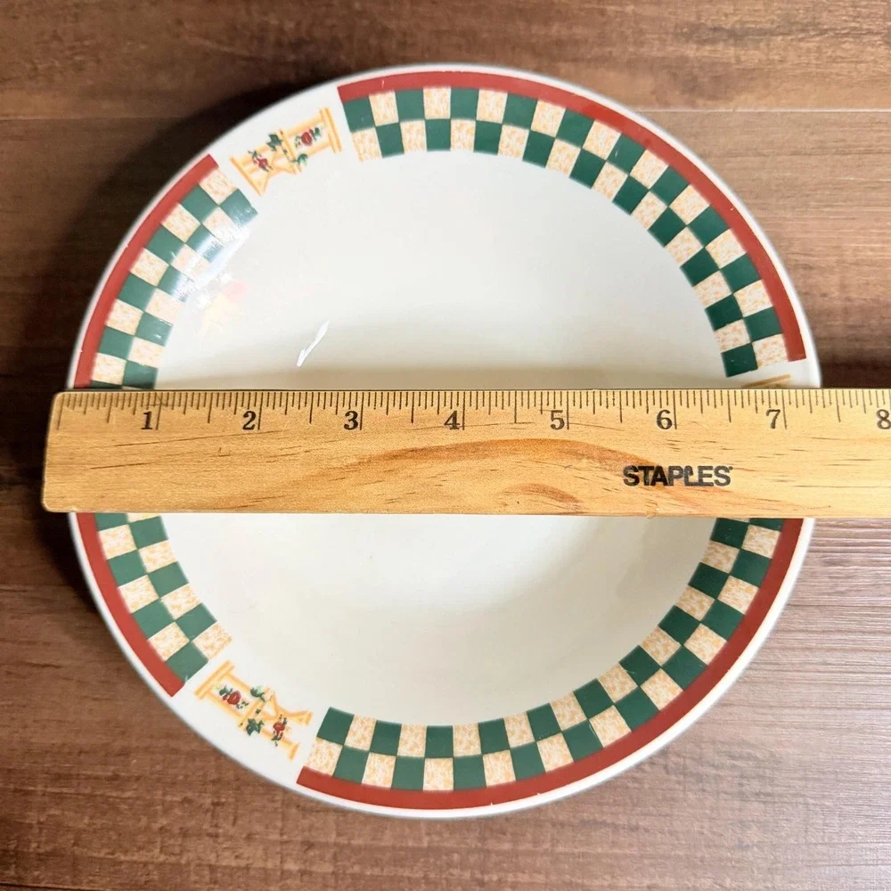 4 VTG Betty Crocker Country Inn Cereal Bowls Stoneware Farmhouse Gingham